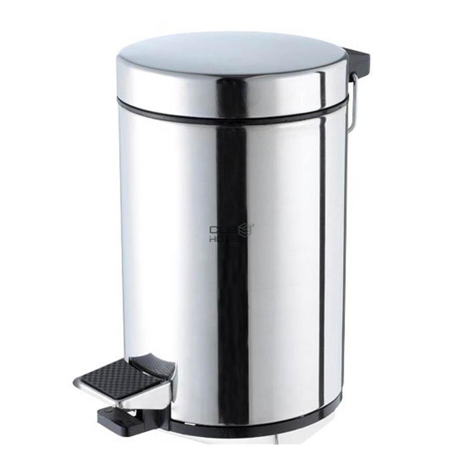 Balde Inox Brilho, com tampa e pedal, 3 Litros